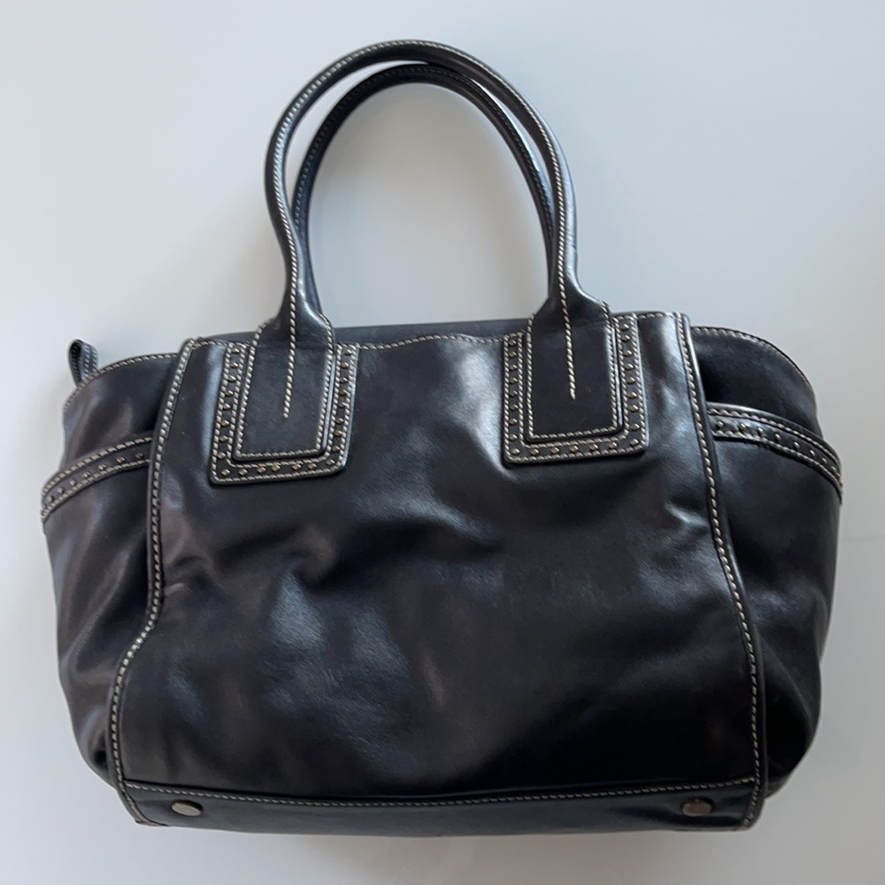 Kenneth Cole NY Black leather studded 2 handle handbag - Picture 5 of 16